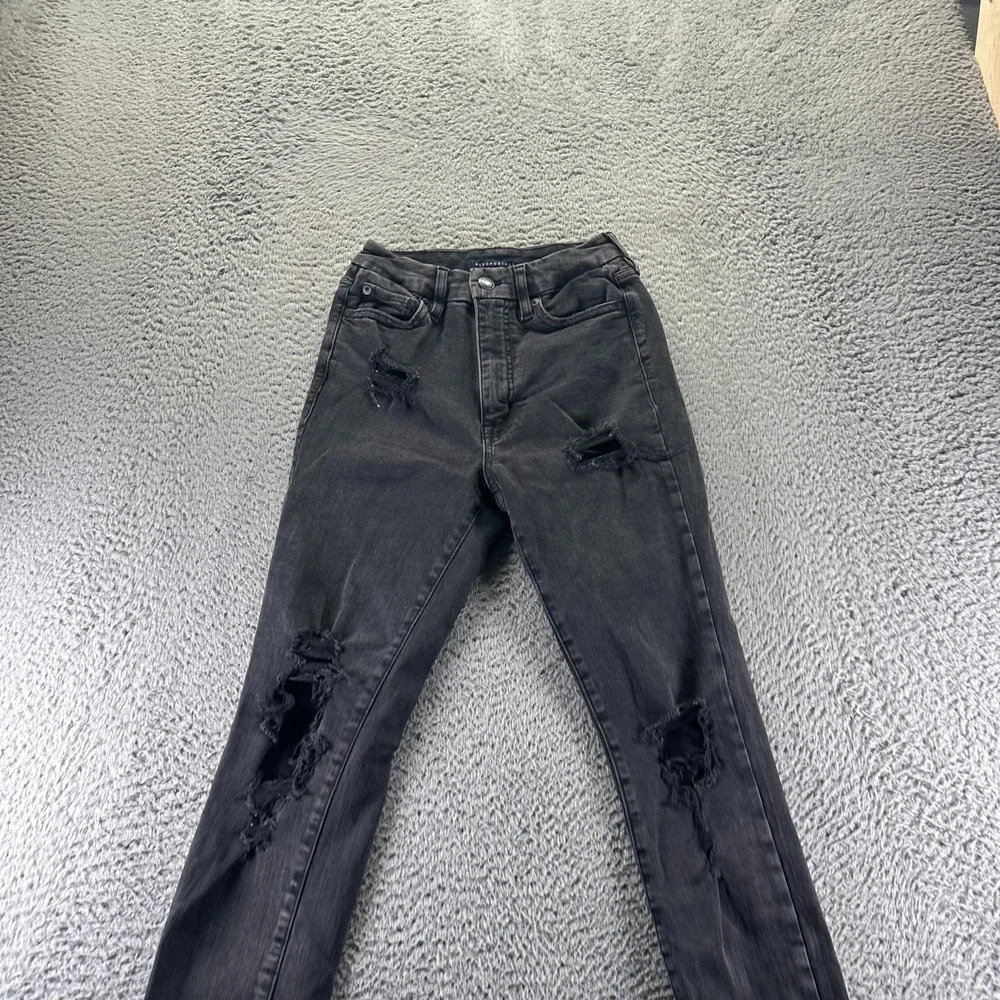 Aeropostale Jeans Womens 2 Black Cotton Denim Jegging Distressed Stretch Hi Rise
